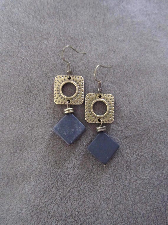Bronze and black mid century modern earrings 2