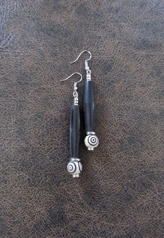 Simple batik print bone earrings