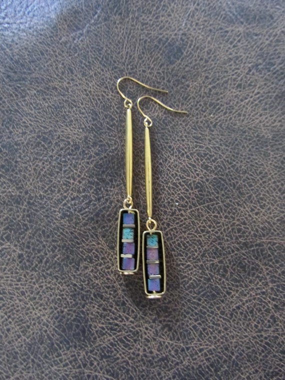 Multicolor lava rock Earrings: Minimalist Brutalist Style