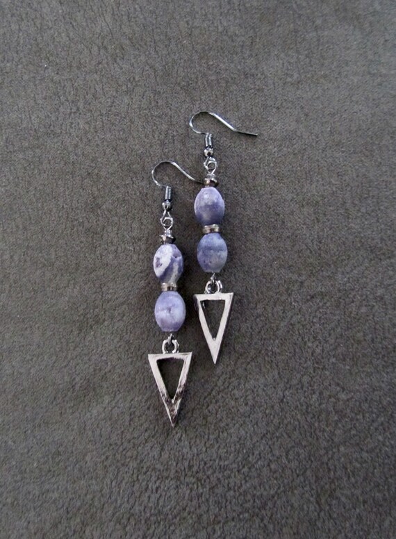 Purple druzy and gunmetal earrings