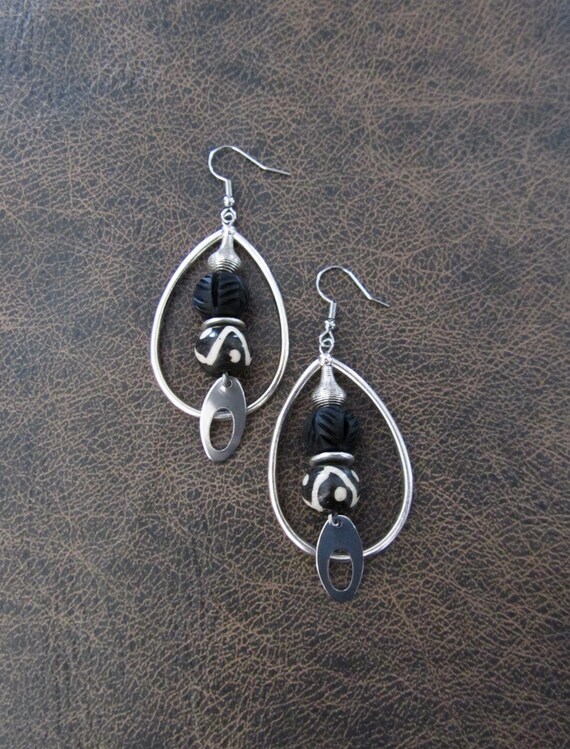Teardrop hoop tribal earrings