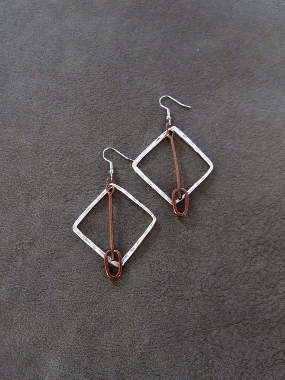 Geometric hammered metal earrings