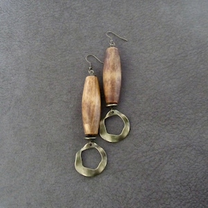 Oversized bold natural wooden earrings