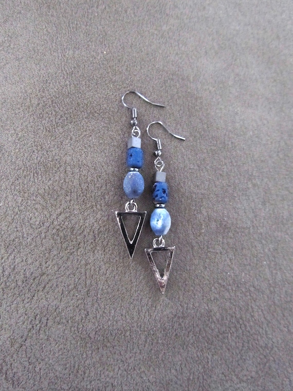 Blue druzy and gunmetal earrings