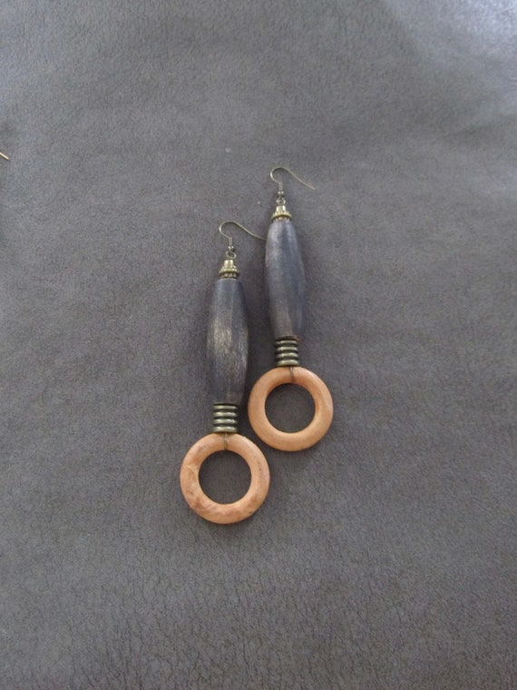 Oversized bold natural wooden earrings 3