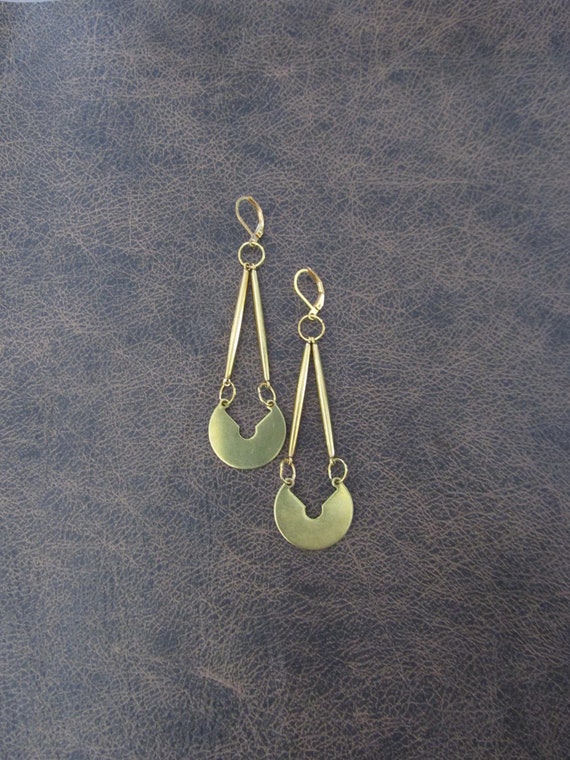 Long simple modern gold earrings