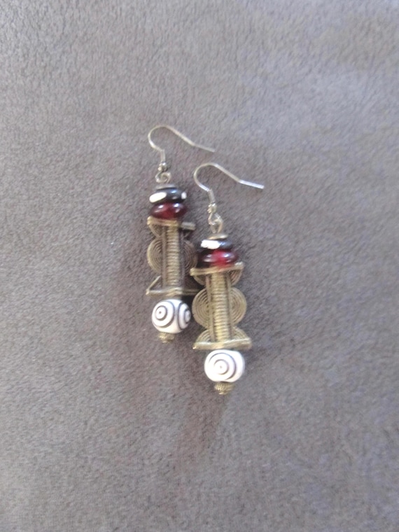 Bronze baule and bone earrings