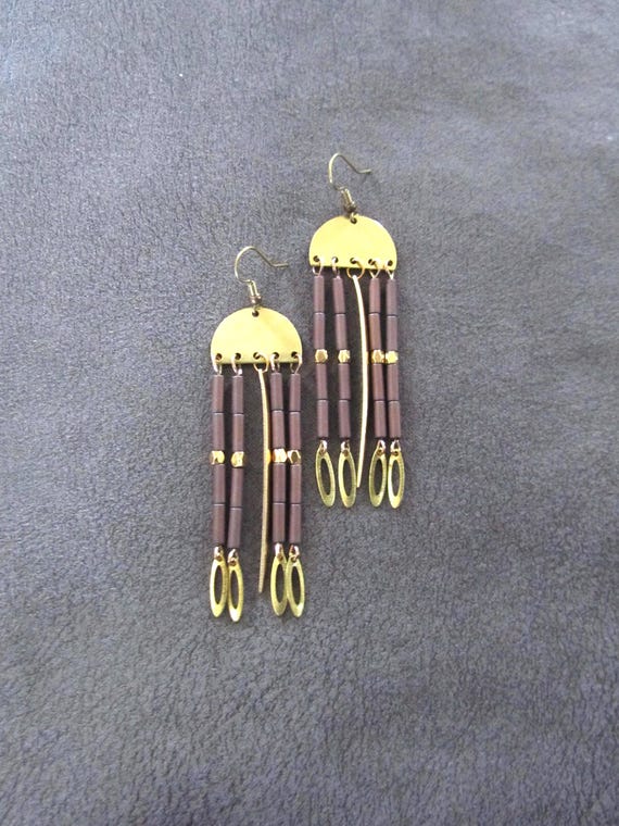 Long brass chandelier earrings 2