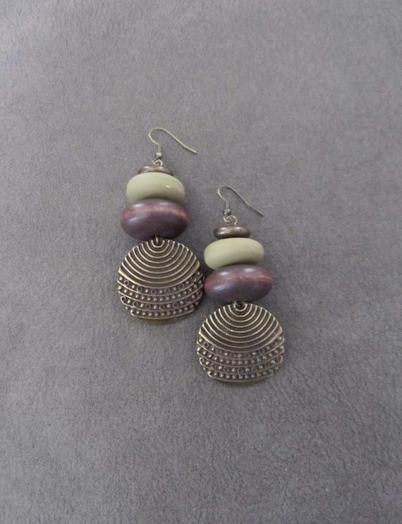 Etched bronze bohemian earrings 22