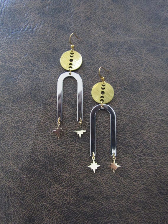 Geometric celestial goddess earrings