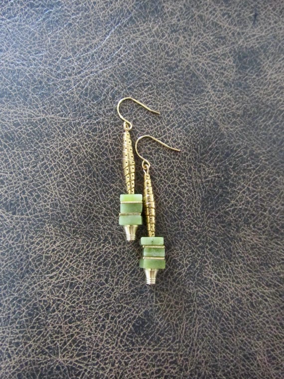 Modern jadeite and gold earrings