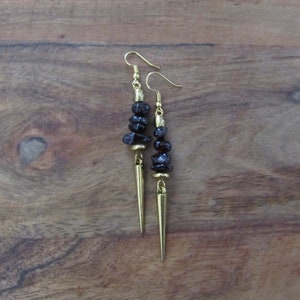 Garnet and gold minimalist earrings