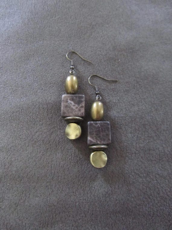 Bohemian stone and bronze earrings 4