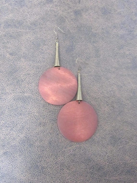 Huge Wood Earrings: Antique Bronze Afrocentric Boho Style