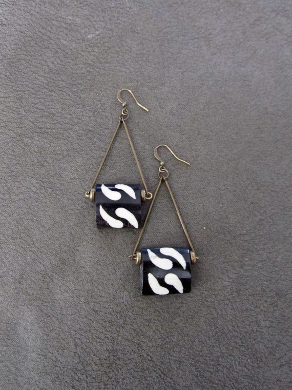Upcycled Batik print bone earrings