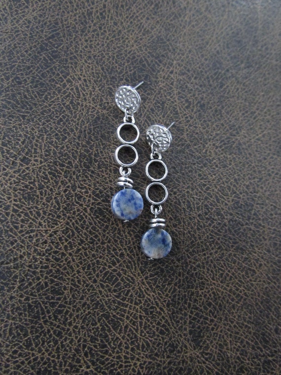 Blue sodalite earrings, circle earrings