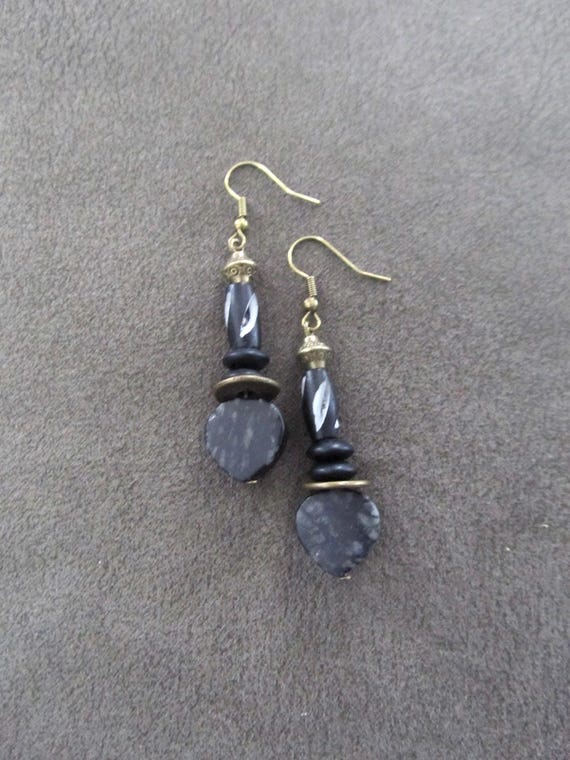 Carved bone afrocentric earrings