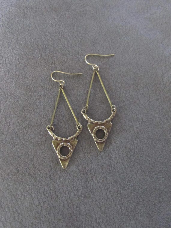 Hammered bronze triangle earrings