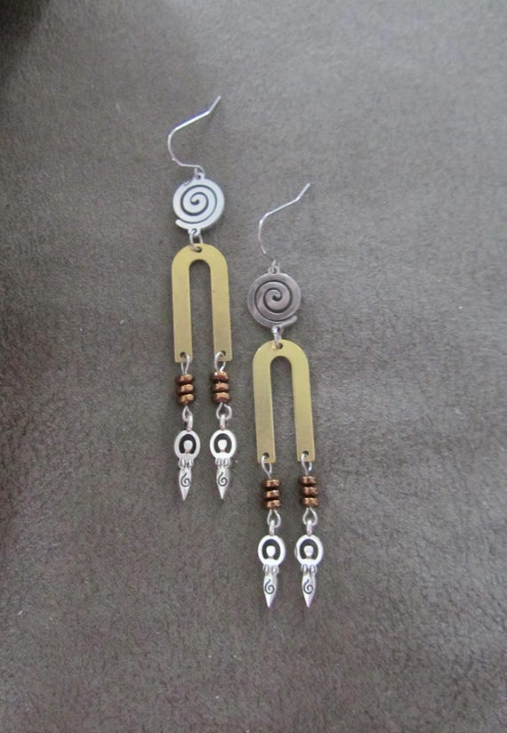 Geometric celestial vortex goddess earrings 2