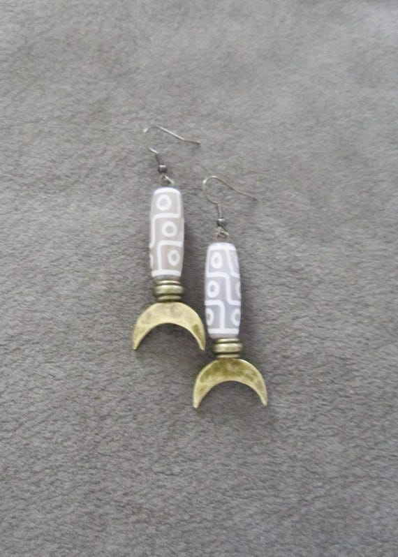 Tibetan agate and bronze earrings 3