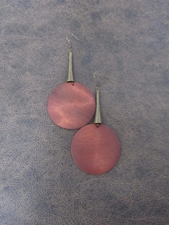 Huge Wood Earrings: Antique Bronze Afrocentric Boho Style