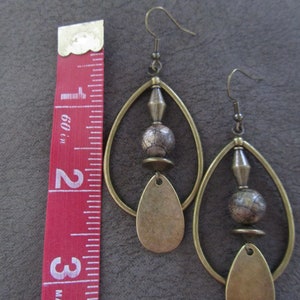 Bronze and stone tear drop earrings image 2