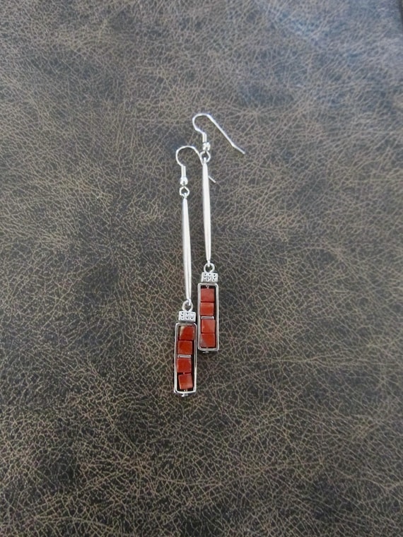 Red jasper and antique silver earrings 5