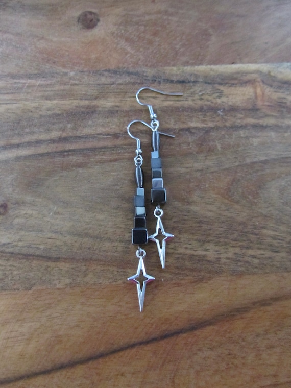 Gray hematite mid century modern earrings simple earrings