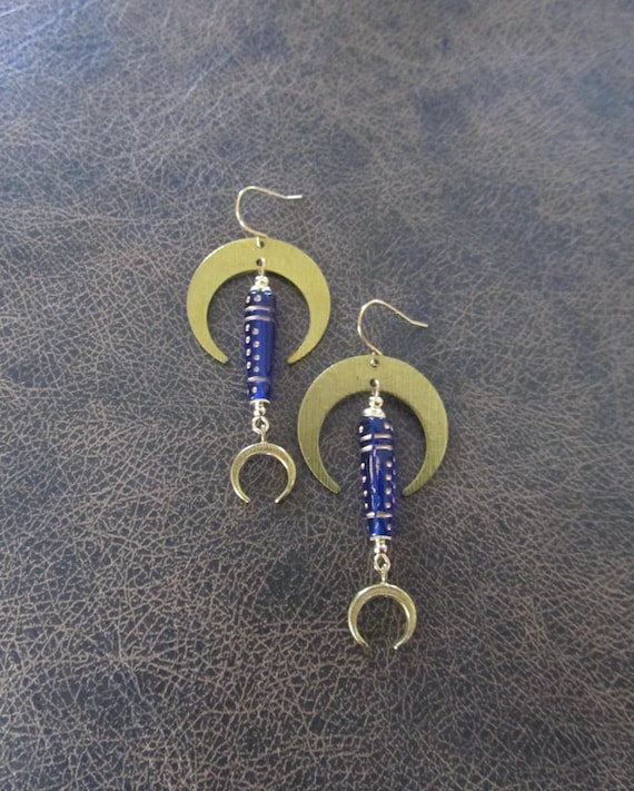Celestial stainless steel and Czech glass earrings