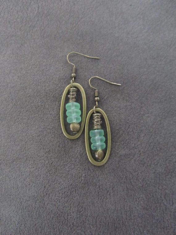 Bronze and frosted glass earrings 2