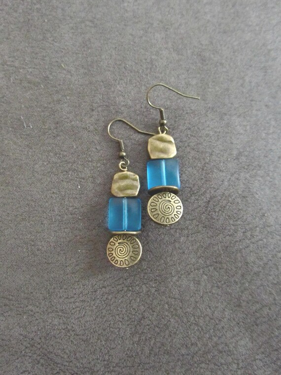 Sea Glass Earrings: Bronze Tribal Boho Chic Earrings
