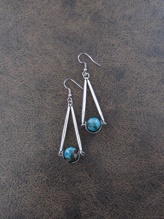Pendulum blue jasper earrings