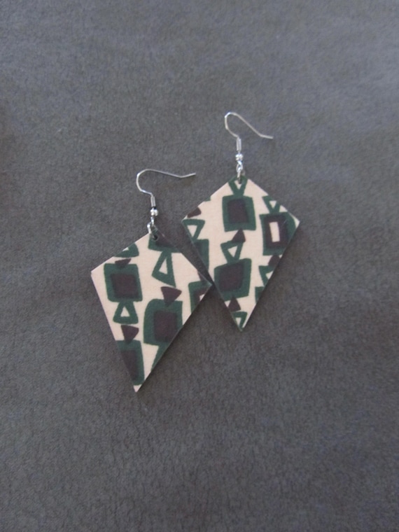 Mid century African Ankara print fabric earrings
