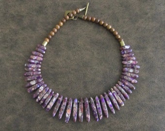bib necklace online Purple imperial jasper bib necklace 2