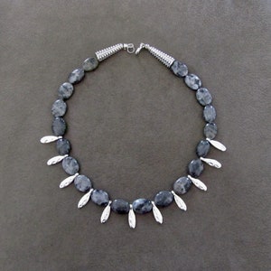 Gray stone tribal necklace image 2