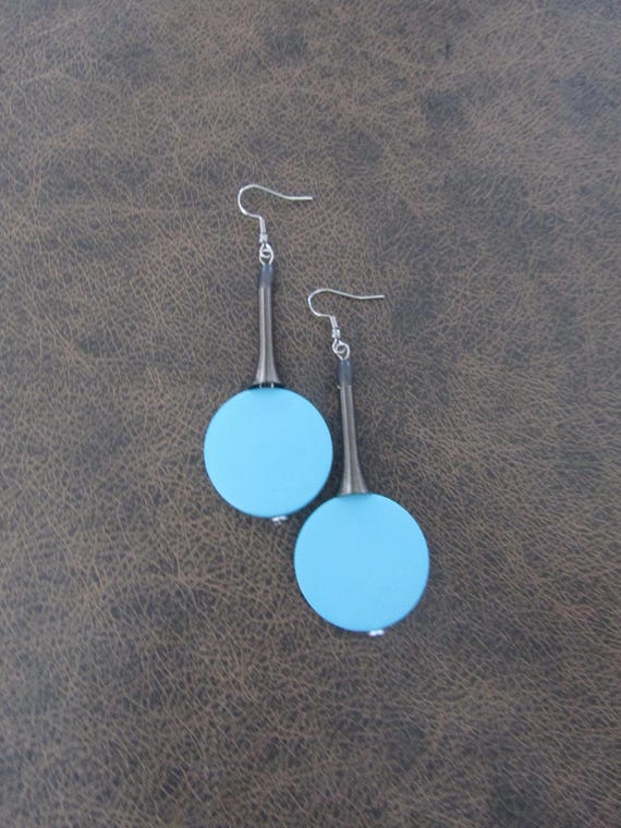 Blue and gray geometric earrings 3