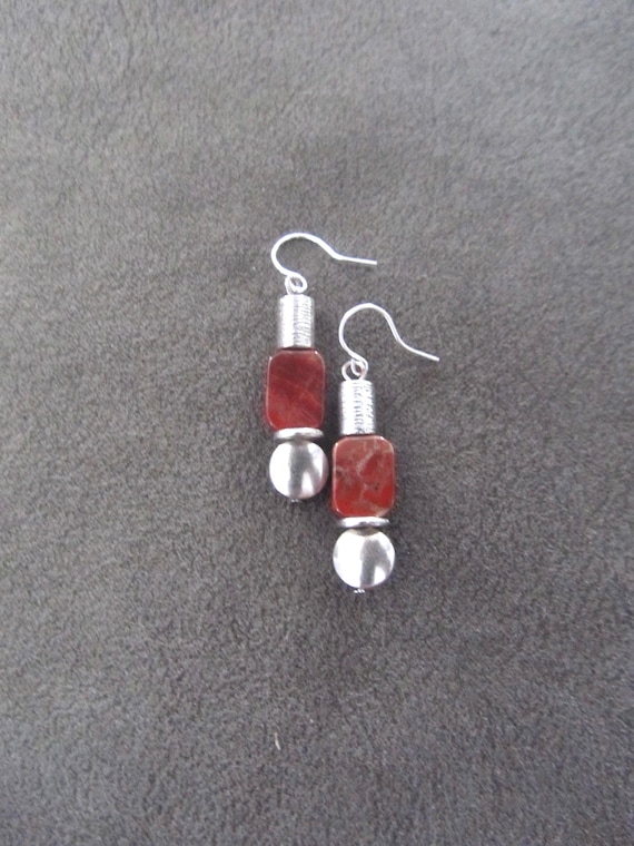 Mid century stone and silver earrings