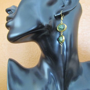 Green imperial jasper and gold dangle earrings image 3
