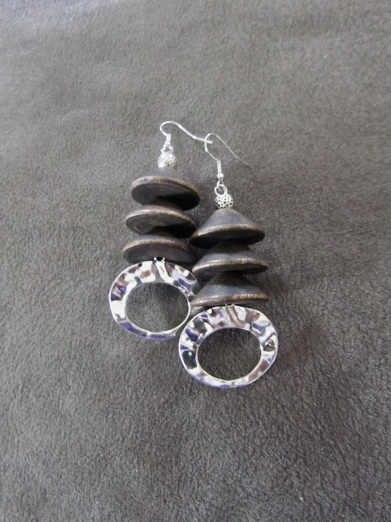 Chunky wooden pagoda earrings 22