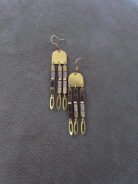 Long brass chandelier earrings 3