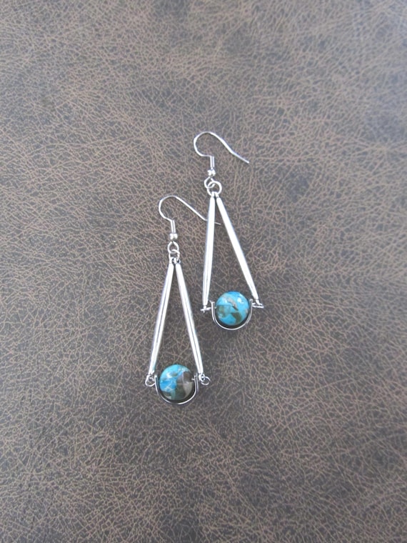 Pendulum blue jasper earrings