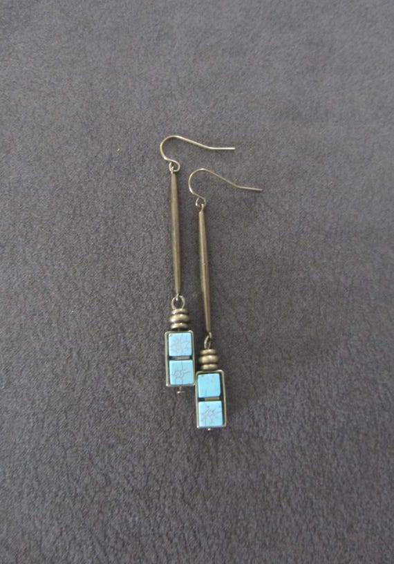 Howlite and antique bronze earrings