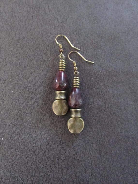 Bohemian stone and bronze earrings 2