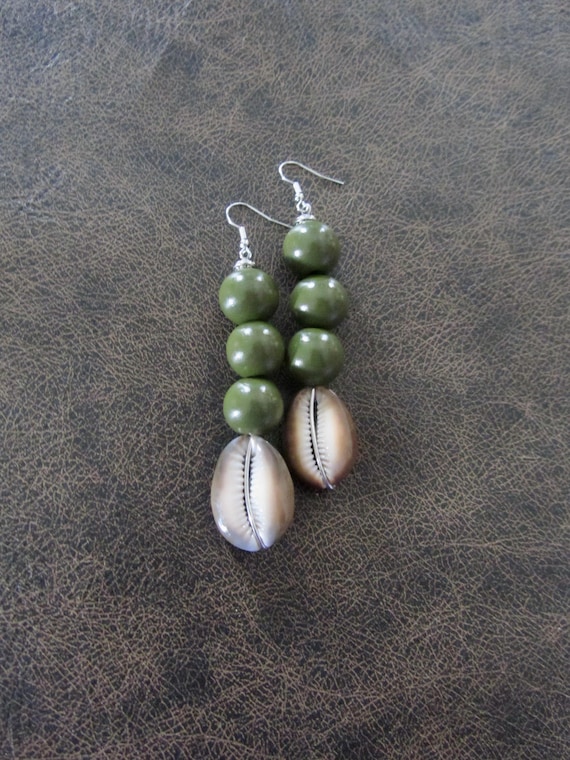 Chunky extra large cowrie shell earrings