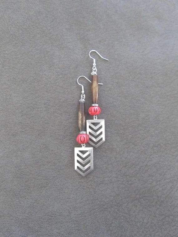 Carved bone dangle earrings