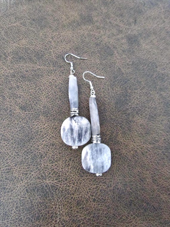 Modern gray bone earrings