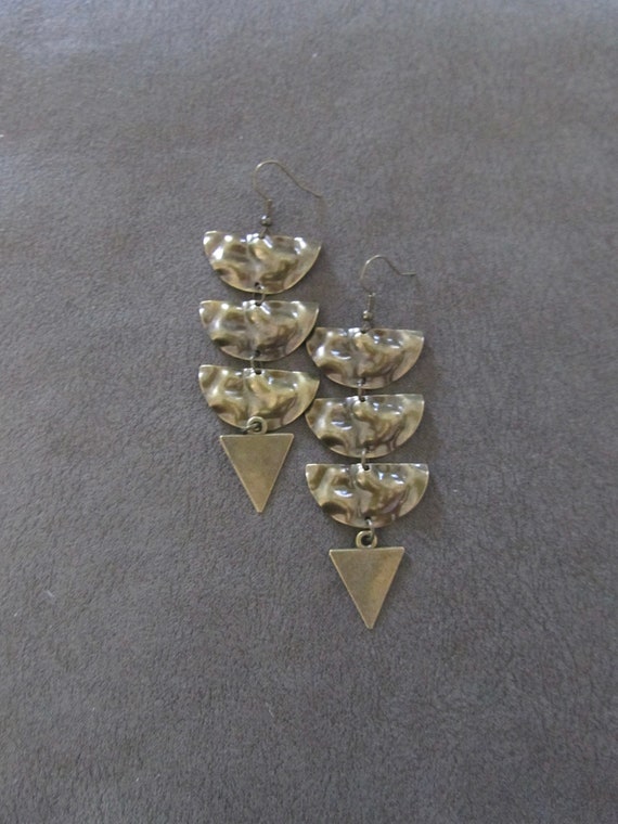 Large hammered bronze earrings 2