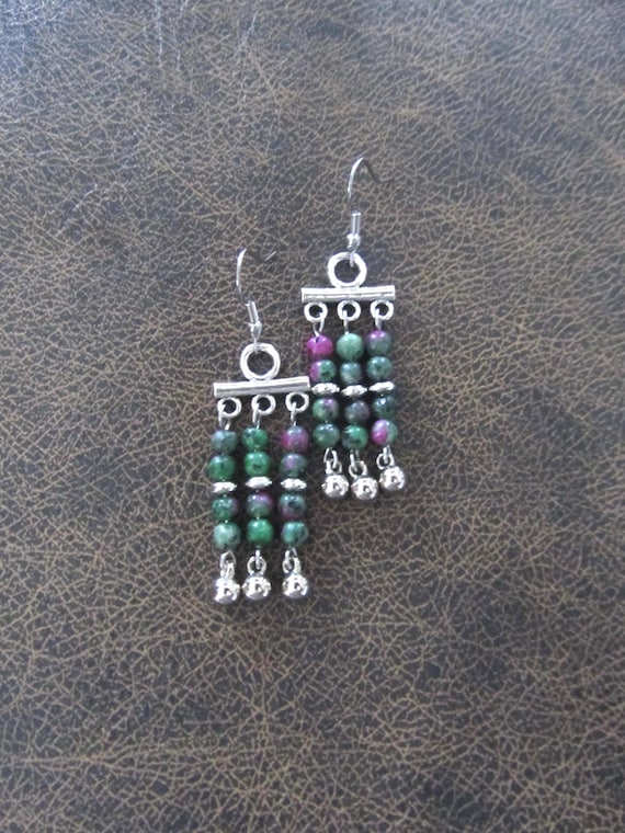 Jasper and silver chandelier earrings 2
