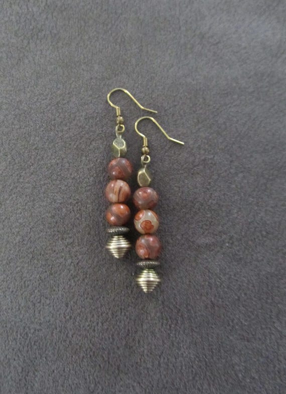 Tibetan agate and bronze earrings 224