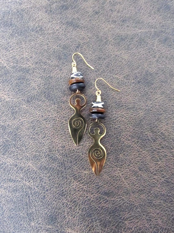 Stainless steel goddess earrings